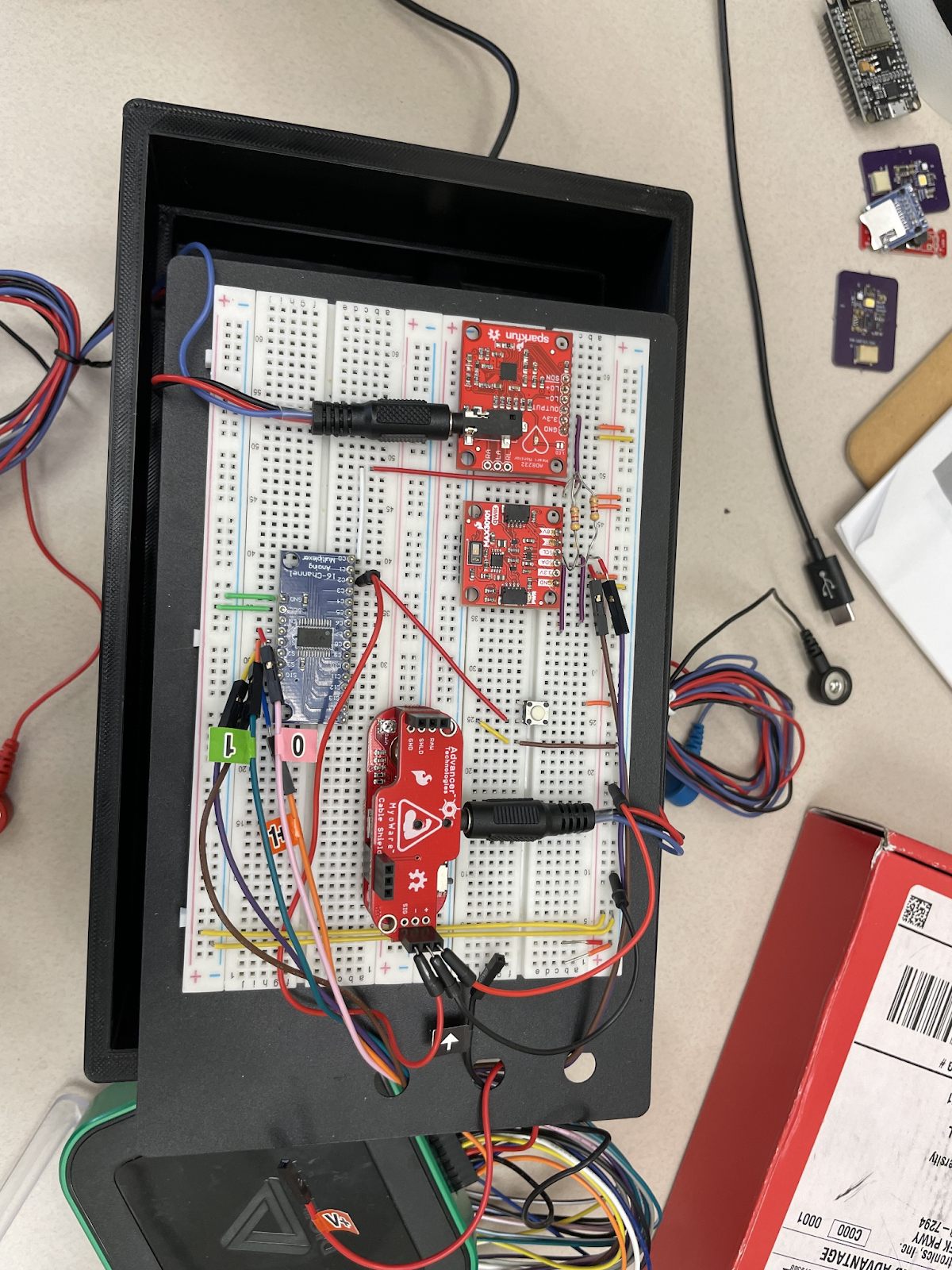 CyVital breadboard prototype inside a case
